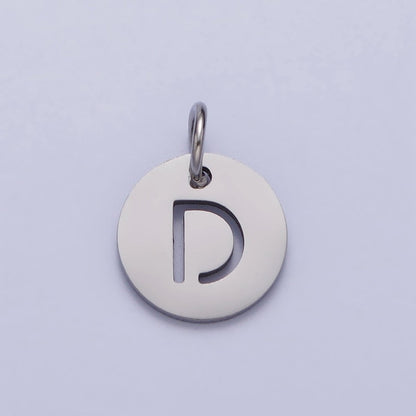 Stainless Steel Round Initial Alphabet Personalized Mini Add-On Charm in Silver | A-416-A-428