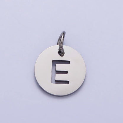 Stainless Steel Round Initial Alphabet Personalized Mini Add-On Charm in Silver | A-416-A-428
