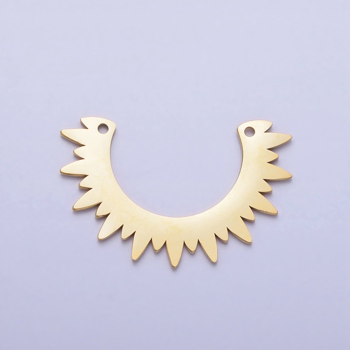 Stainless Steel Rounded Celestial Sun Beam Ray Link Connector in Gold &amp; Silver | P-909