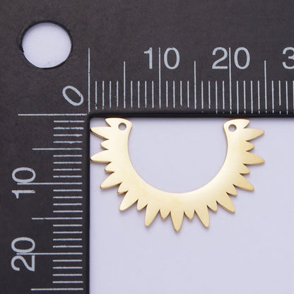 Stainless Steel Rounded Celestial Sun Beam Ray Link Connector in Gold &amp; Silver | P-909
