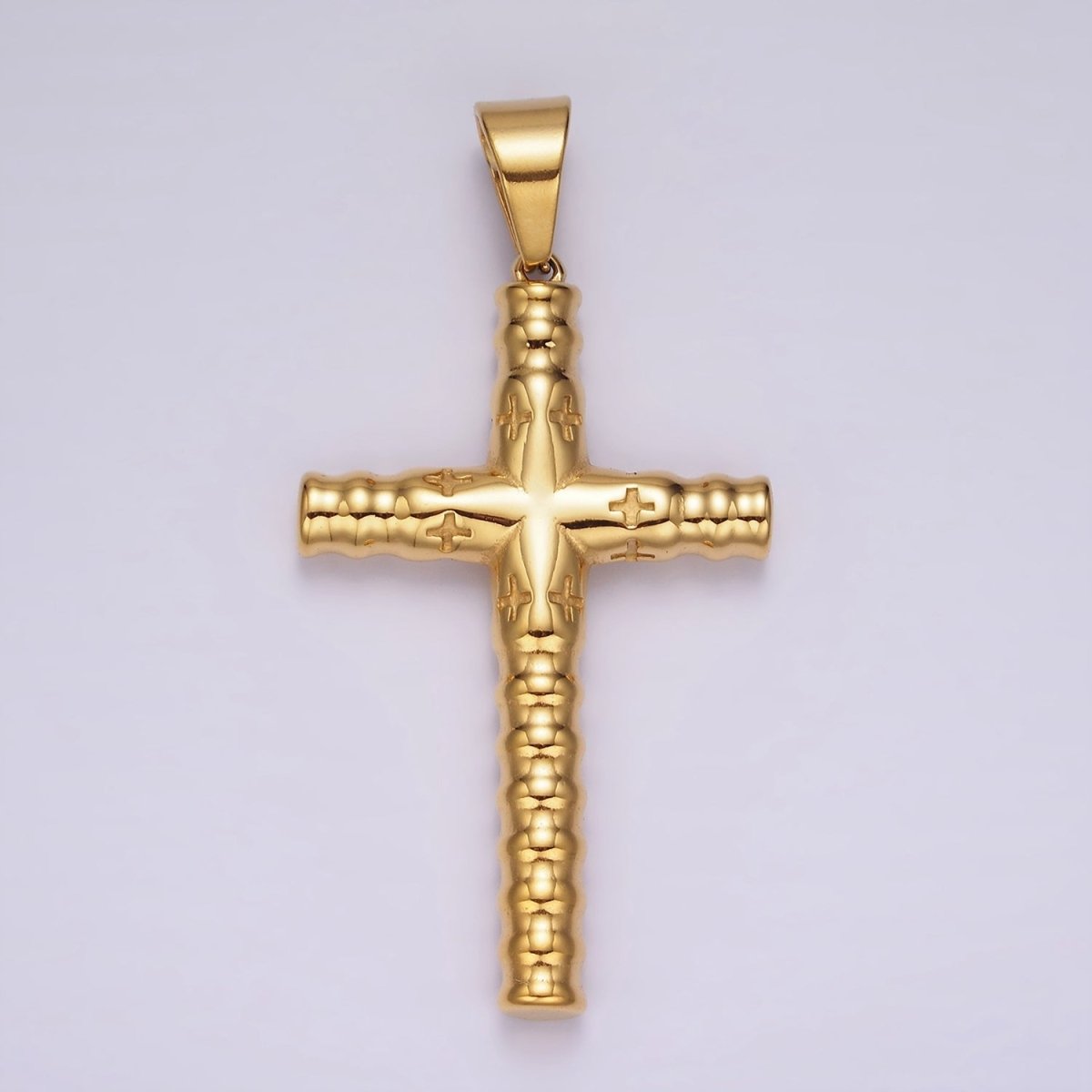 Stainless Steel Rounded Minimalist Latin Cross Pendant Religious Jewelry | P872