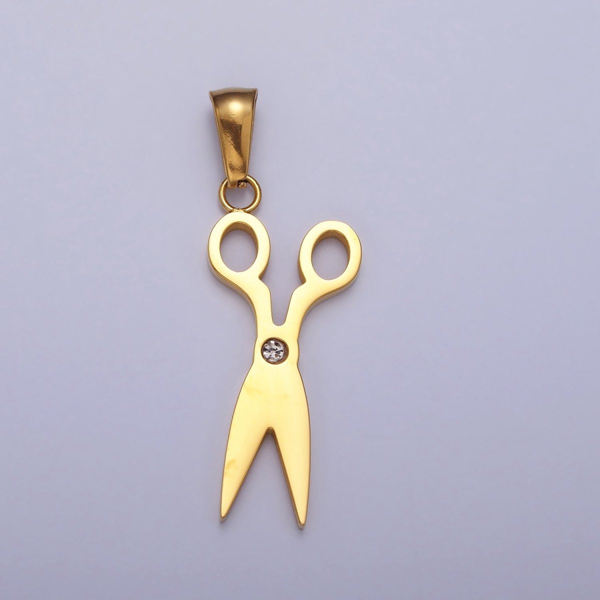 Stainless Steel Scissors Clear CZ Minimalist Pendant in Gold &amp; Silver | P-1078