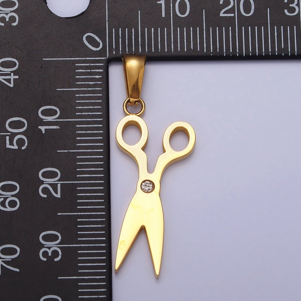 Stainless Steel Scissors Clear CZ Minimalist Pendant in Gold &amp; Silver | P-1078