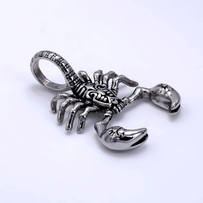 Stainless Steel 49mm Scorpion Insect Pendant in Gold &amp; Oxidized Silver | P1076