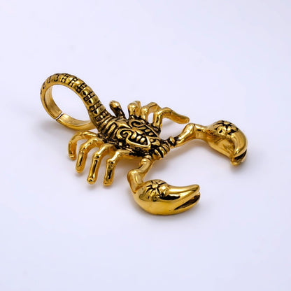 Stainless Steel 49mm Scorpion Insect Pendant in Gold &amp; Oxidized Silver | P1076