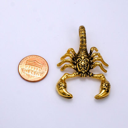 Stainless Steel 49mm Scorpion Insect Pendant in Gold &amp; Oxidized Silver | P1076