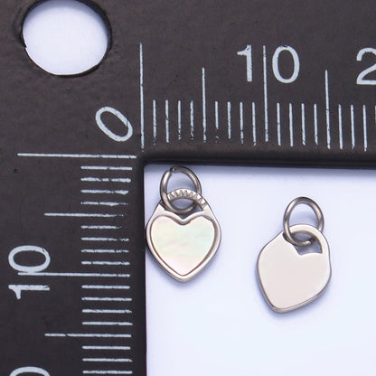 Stainless Steel Shell Pearl Heart Padlock Silver Charm | P644