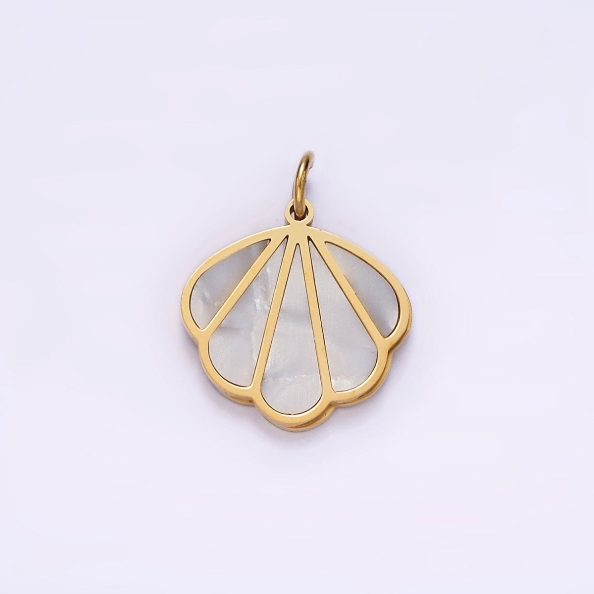 Stainless Steel Shell Pearl Ocean Clam Shell Charm in Gold &amp; Silver | P1275