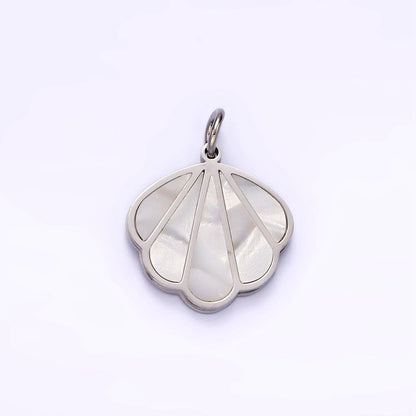 Stainless Steel Shell Pearl Ocean Clam Shell Charm in Gold &amp; Silver | P1275