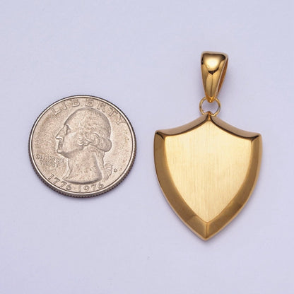 Stainless Steel Shield Engravable Geometric Pendant in Gold and Silver J-432 J-433