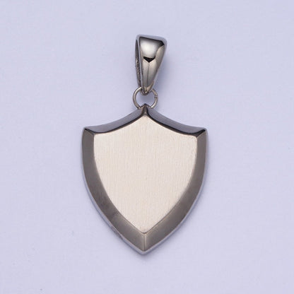 Stainless Steel Shield Engravable Geometric Pendant in Gold and Silver J-432 J-433