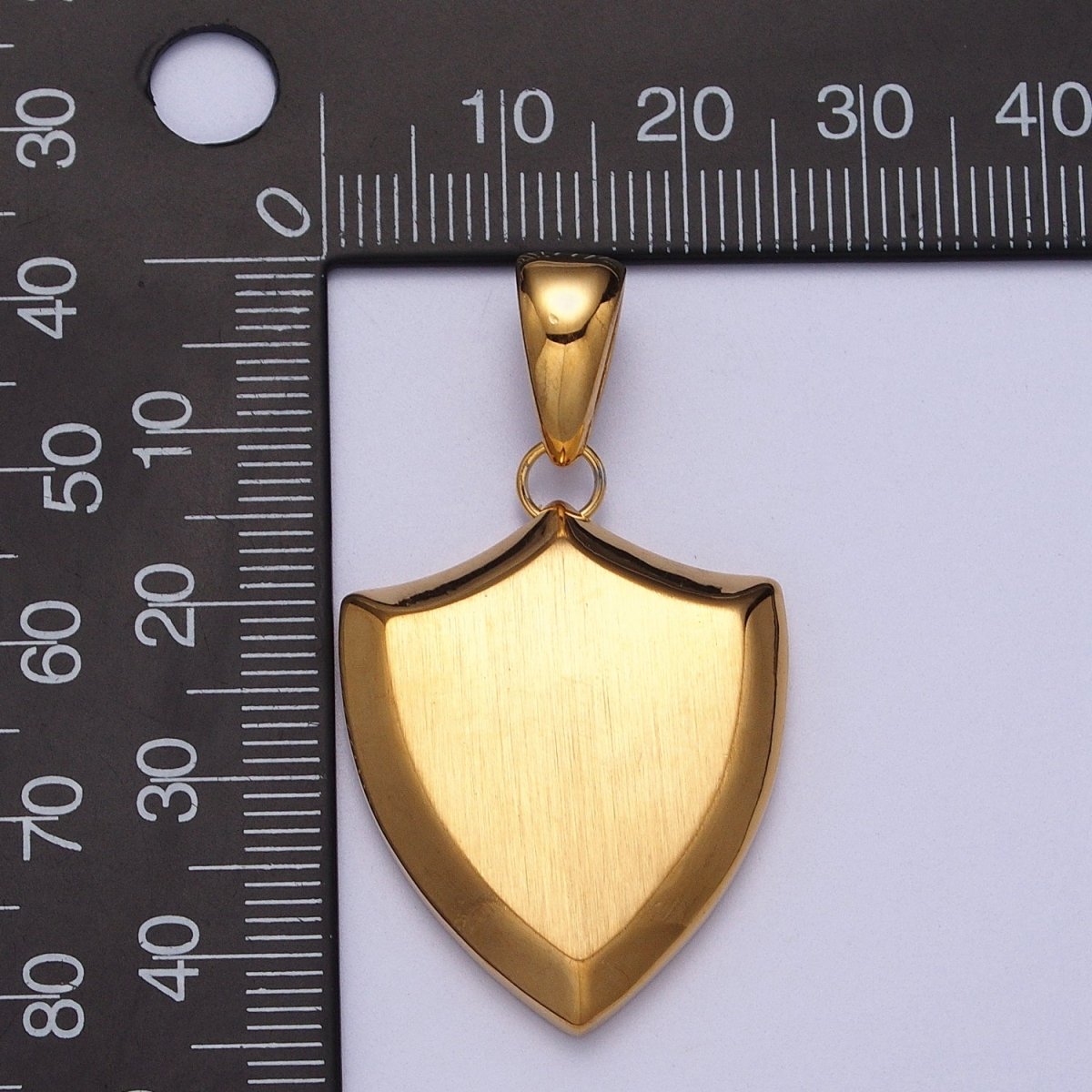 Stainless Steel Shield Engravable Geometric Pendant in Gold and Silver J-432 J-433