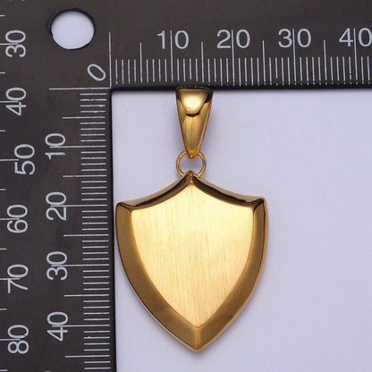 Stainless Steel Shield Engravable Geometric Pendant in Gold and Silver J-432 J-433