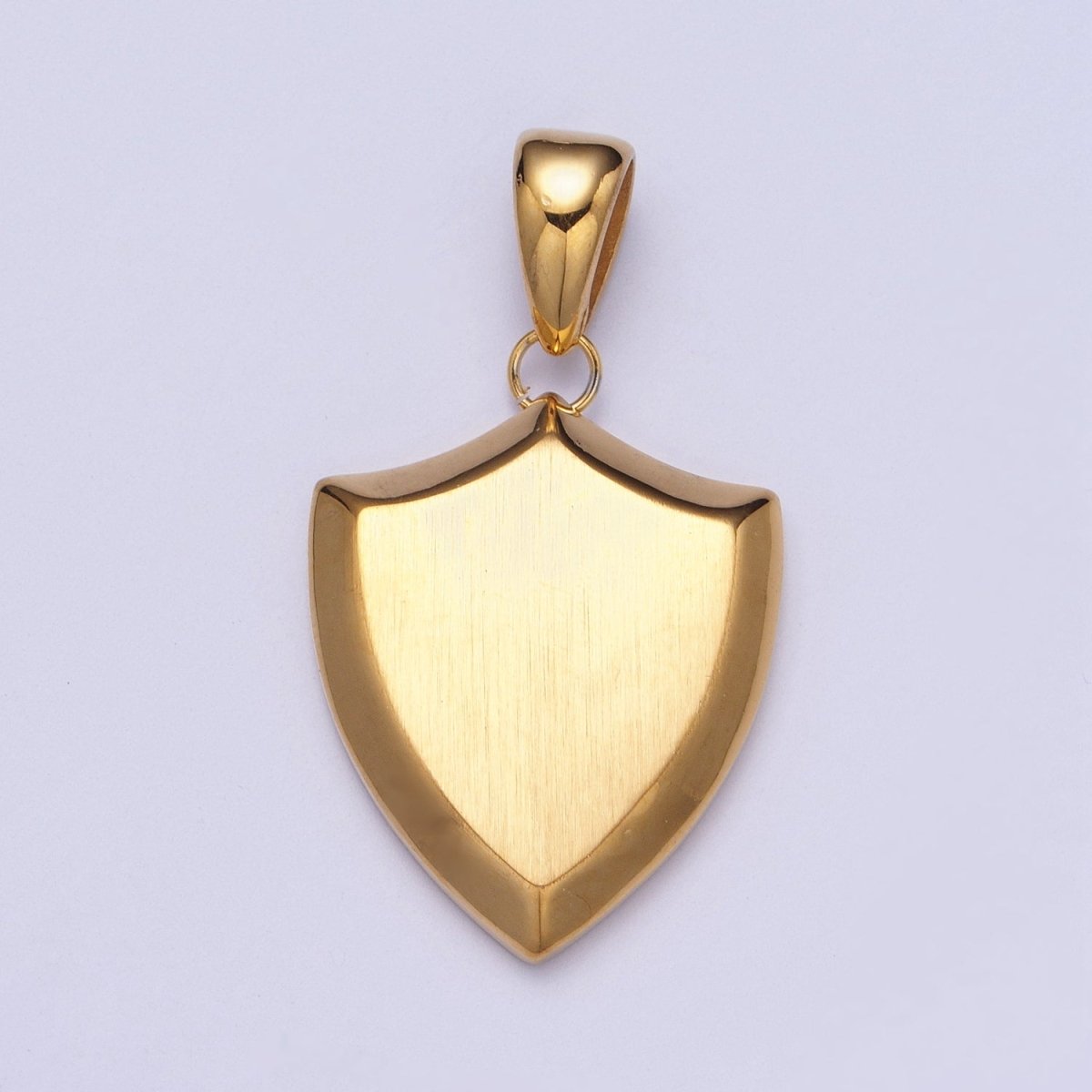 Stainless Steel Shield Engravable Geometric Pendant in Gold and Silver J-432 J-433