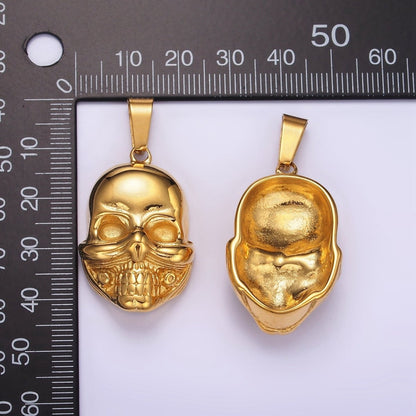 Stainless Steel Skull Charms Head Skeleton Pendant in Gold | P1426
