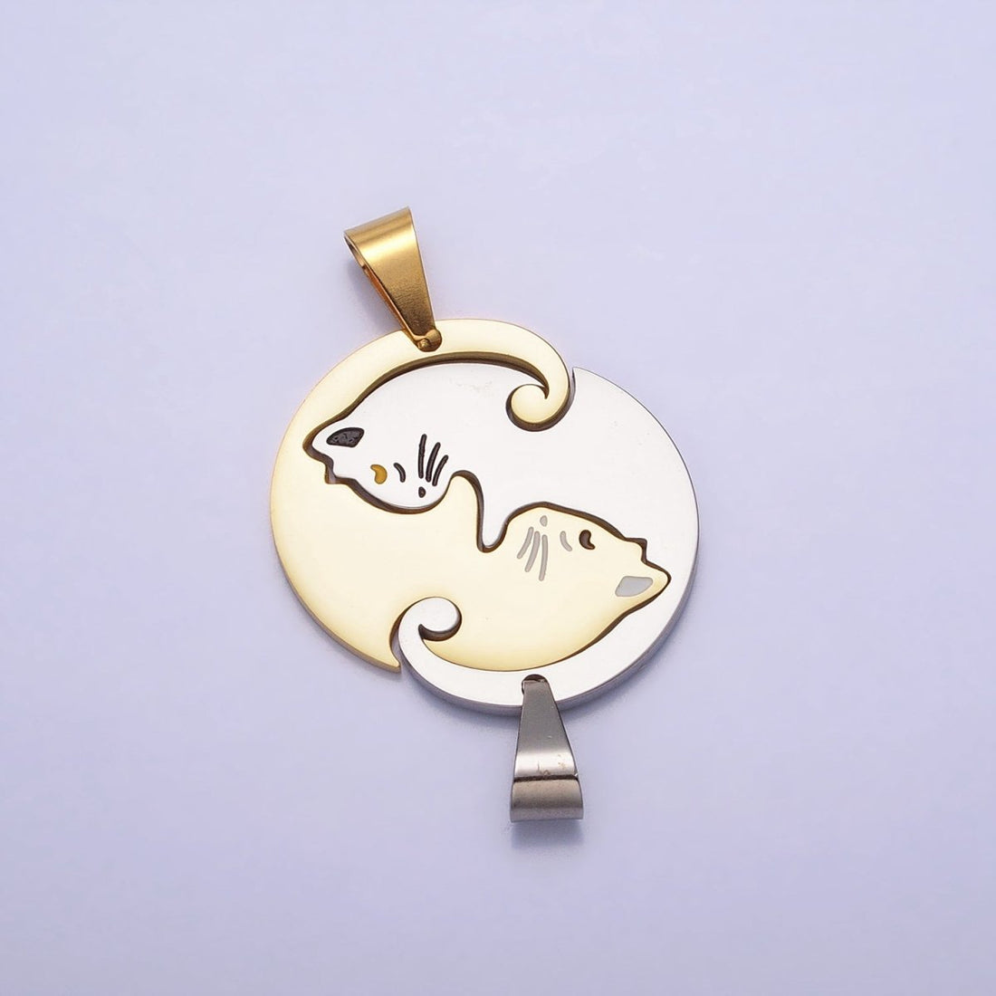 Stainless Steel Sleeping Kitty Cat Couple&