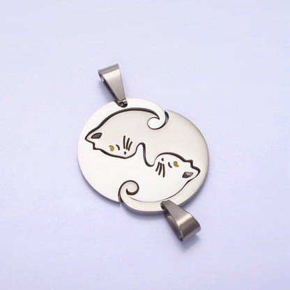 Stainless Steel Sleeping Kitty Cat Couple&