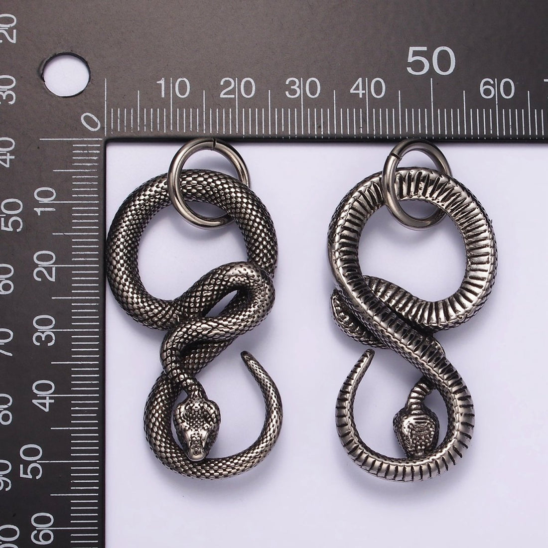 Stainless Steel Slithering Snake Serpent Oxidized Pendant | P1368
