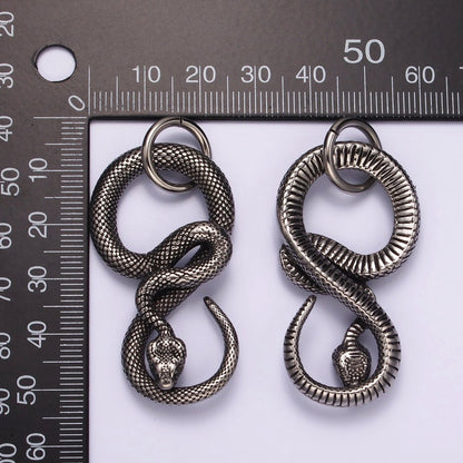 Stainless Steel Slithering Snake Serpent Oxidized Pendant | P1368
