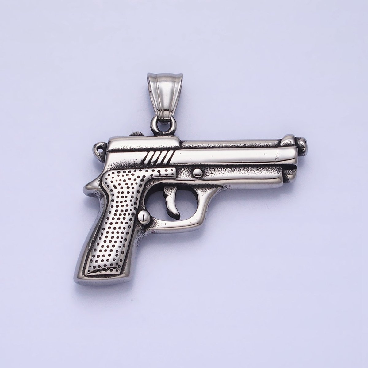 Stainless Steel Small Handgun Pistol Weapon Pendant in Gold &amp; Silver | P-1108