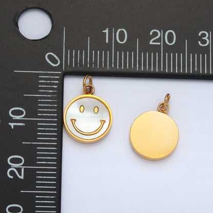 Stainless Steel Smiley Face Shell Pearl Round Charm | P1044