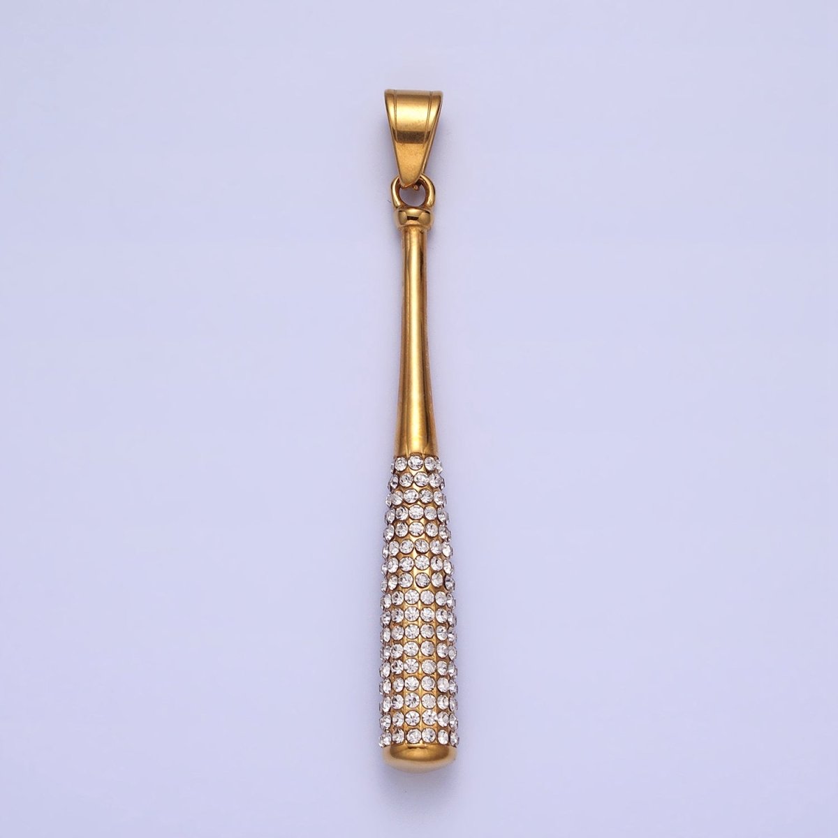 Stainless Steel Sport Baseball Bat Micro Paved CZ Pendant in Gold &amp; Silver J-763 J-771