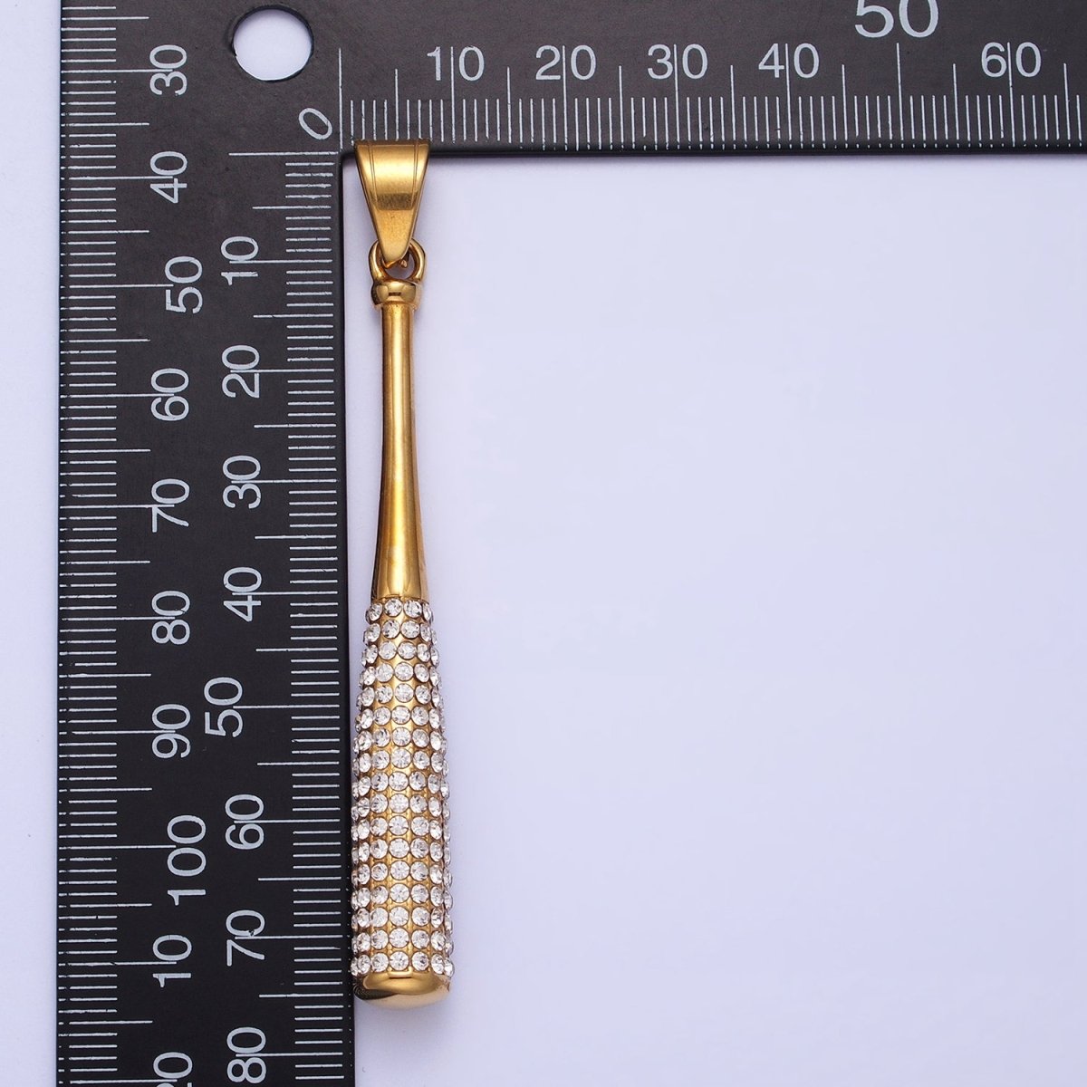Stainless Steel Sport Baseball Bat Micro Paved CZ Pendant in Gold &amp; Silver J-763 J-771