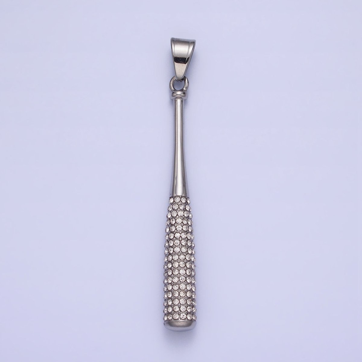 Stainless Steel Sport Baseball Bat Micro Paved CZ Pendant in Gold &amp; Silver J-763 J-771