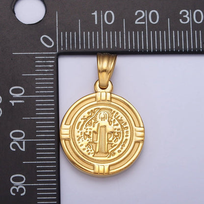 Stainless Steel St. Saint Benedict Double Sided SMQLIVB PAX VRSNSMV Pendant in Gold &amp; Silver | P-1077