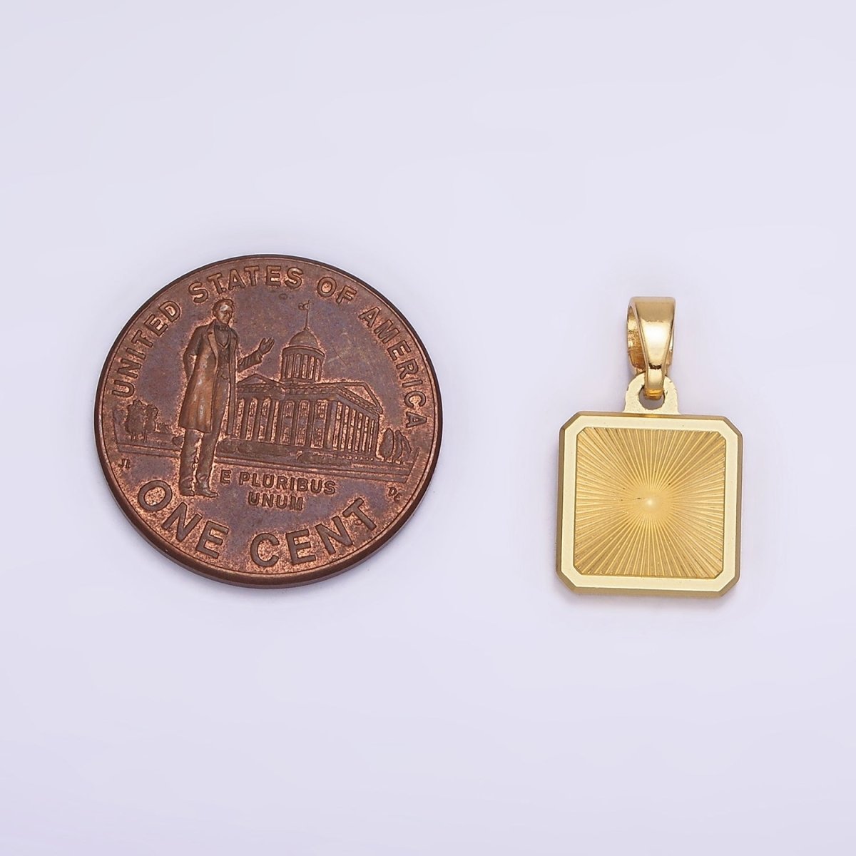 Stainless Steel Sunburst Edged Square Minimalist Pendant in Gold &amp; Silver | P865