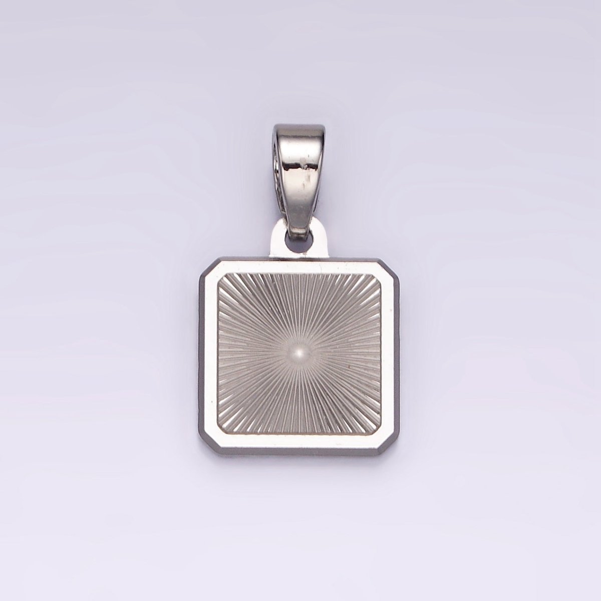 Stainless Steel Sunburst Edged Square Minimalist Pendant in Gold &amp; Silver | P865