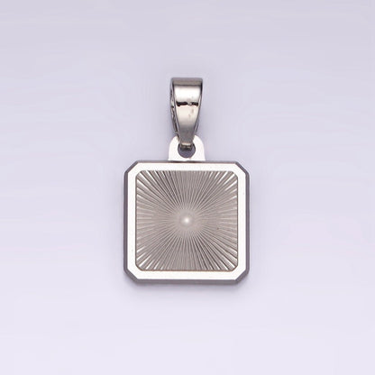 Stainless Steel Sunburst Edged Square Minimalist Pendant in Gold &amp; Silver | P865