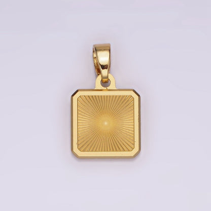 Stainless Steel Sunburst Edged Square Minimalist Pendant in Gold &amp; Silver | P865