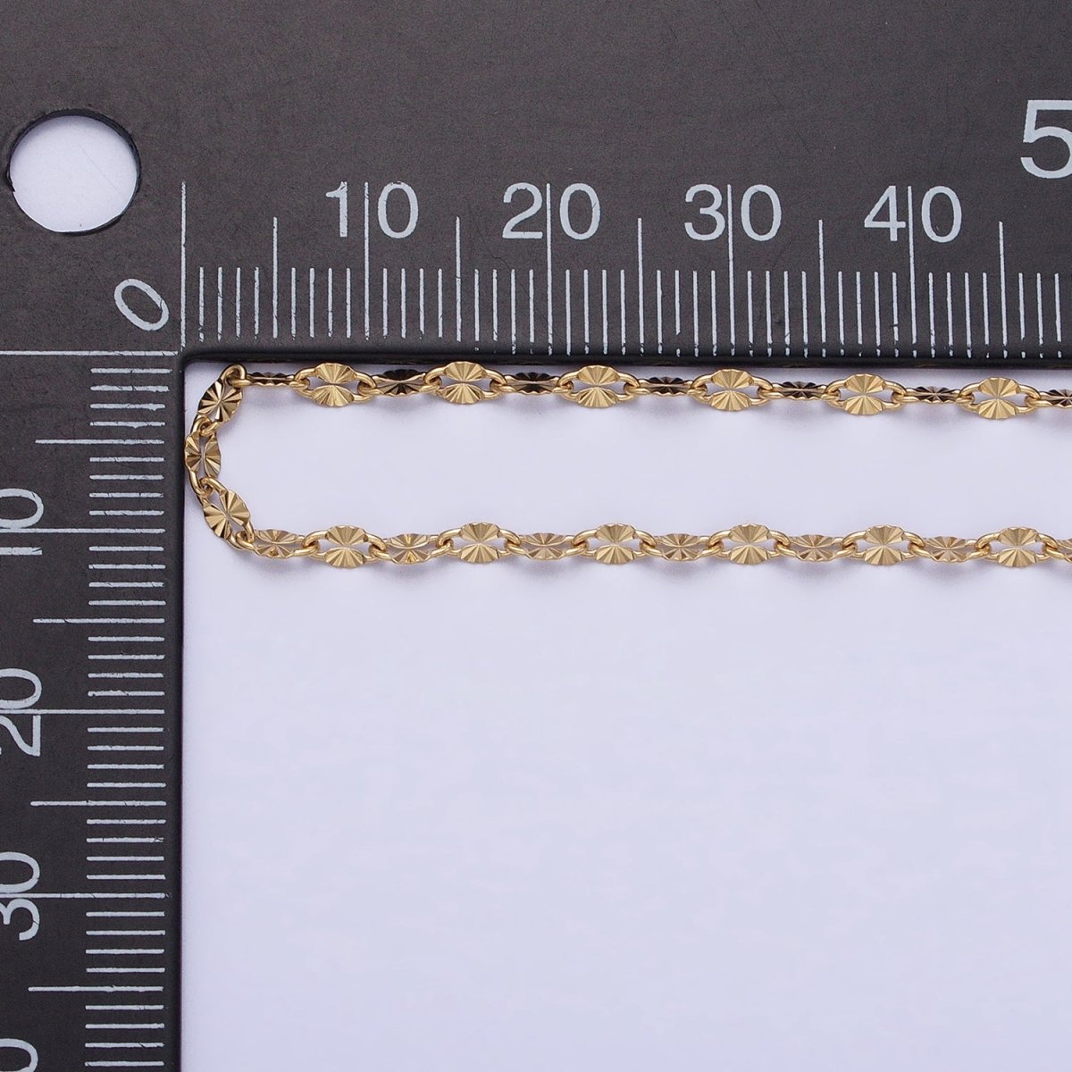Stainless Steel Sunburst Link 2.3mm Designed Unfinished Chain in Gold &amp; Silver | ROLL-1350 ROLL-1351