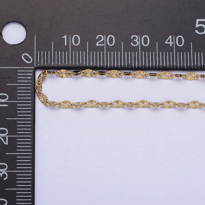 Stainless Steel Sunburst Link 2.3mm Designed Unfinished Chain in Gold &amp; Silver | ROLL-1350 ROLL-1351