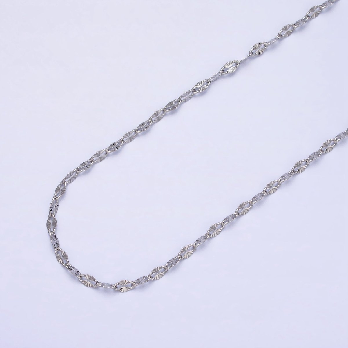 Stainless Steel Sunburst Link 2.3mm Designed Unfinished Chain in Gold &amp; Silver | ROLL-1350 ROLL-1351
