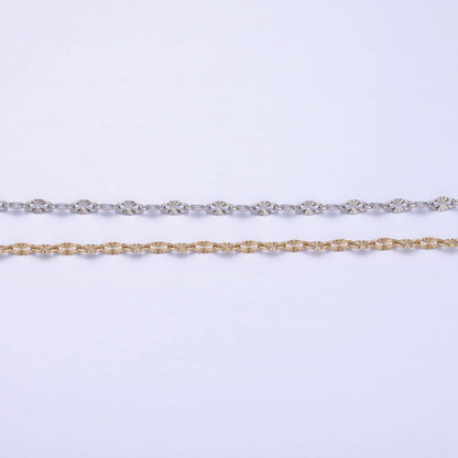 Stainless Steel Sunburst Link 2.3mm Designed Unfinished Chain in Gold &amp; Silver | ROLL-1350 ROLL-1351