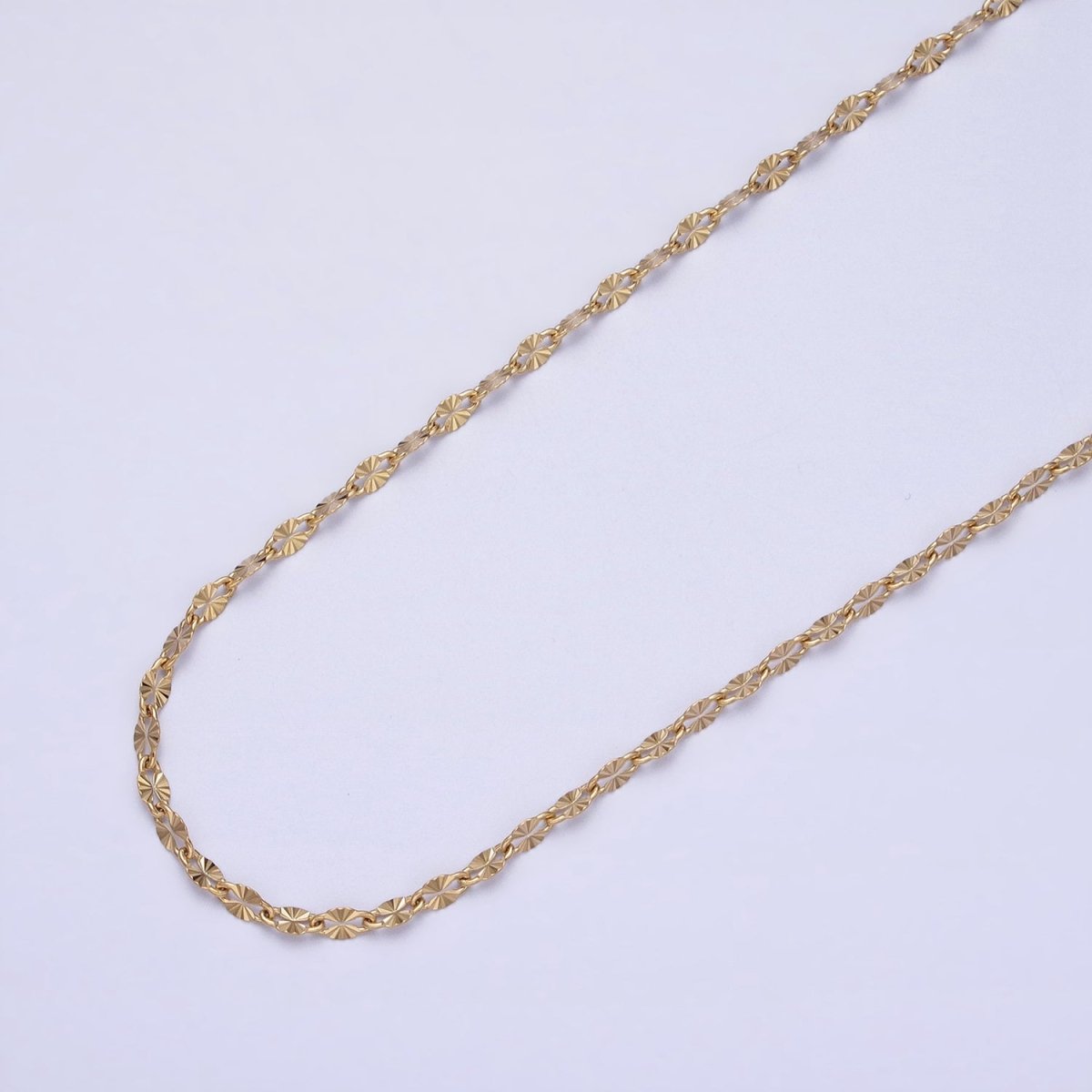 Stainless Steel Sunburst Link 2.3mm Designed Unfinished Chain in Gold &amp; Silver | ROLL-1350 ROLL-1351