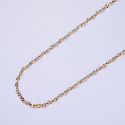 Stainless Steel Sunburst Link 2.3mm Designed Unfinished Chain in Gold &amp; Silver | ROLL-1350 ROLL-1351