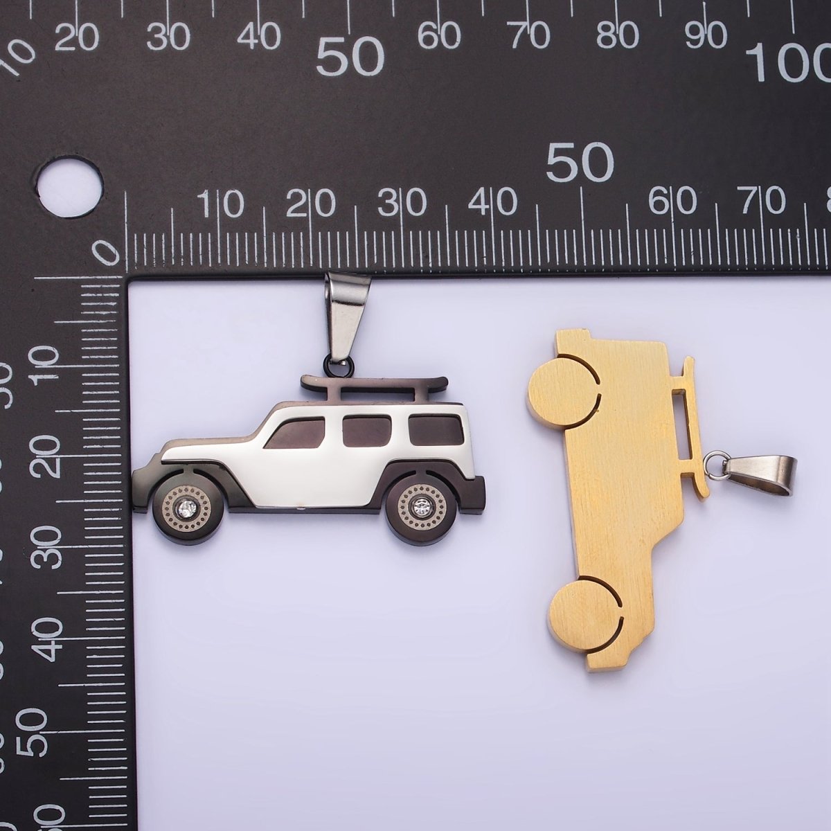 Stainless Steel SUV Car Charms Pendant in Gold &amp; Silver | P1446