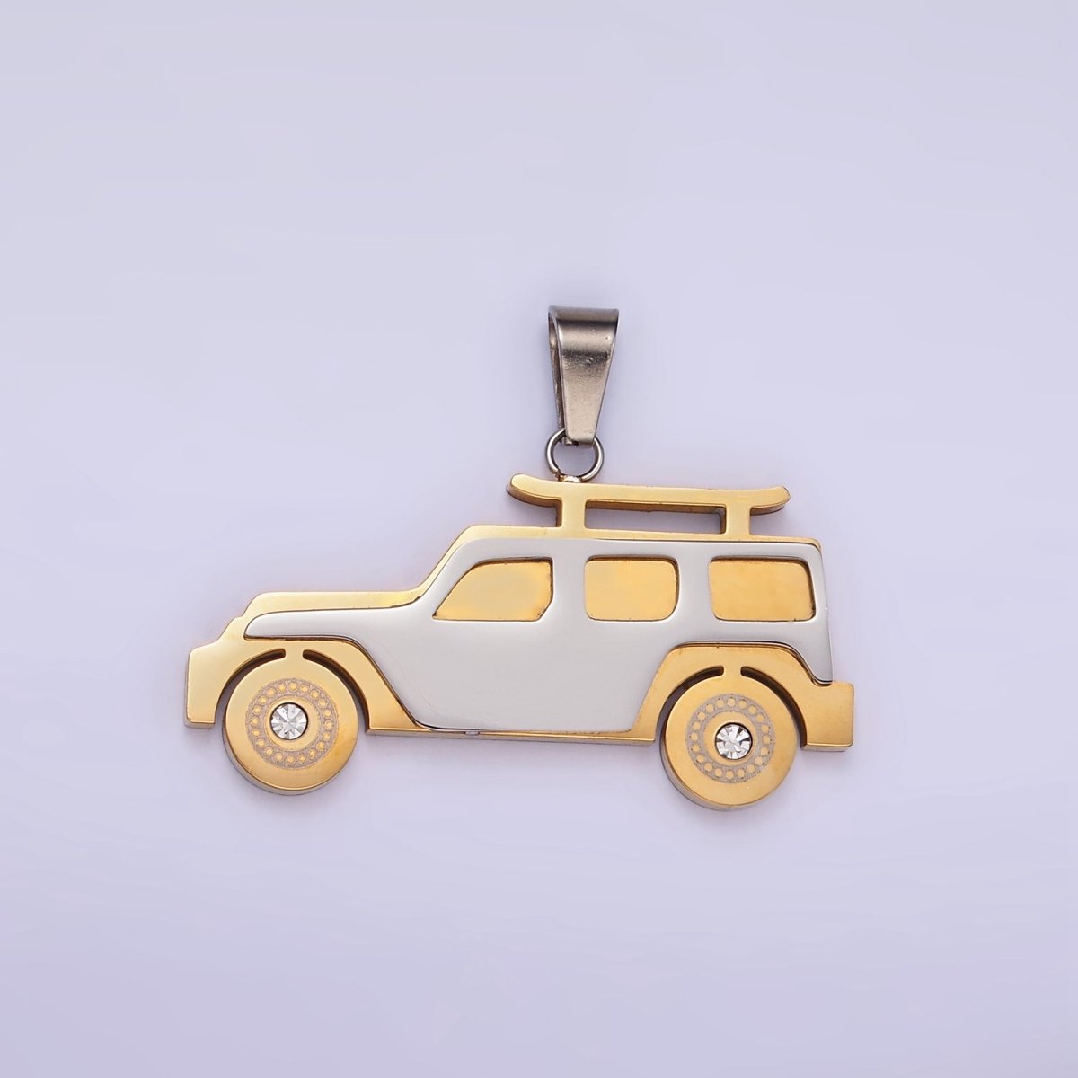 Stainless Steel SUV Car Charms Pendant in Gold &amp; Silver | P1446