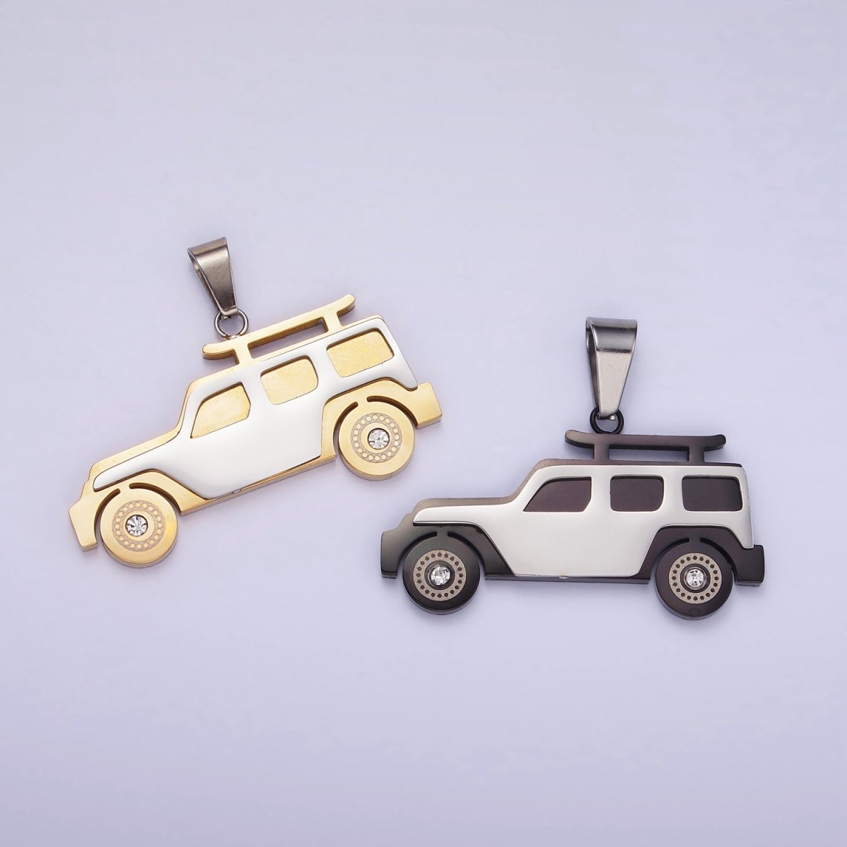 Stainless Steel SUV Car Charms Pendant in Gold &amp; Silver | P1446