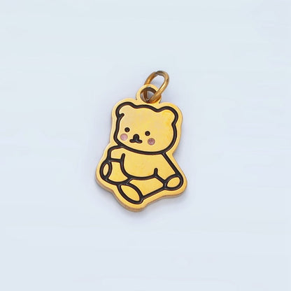 Stainless Steel Teddy Bear Animal Mini Charm | P685