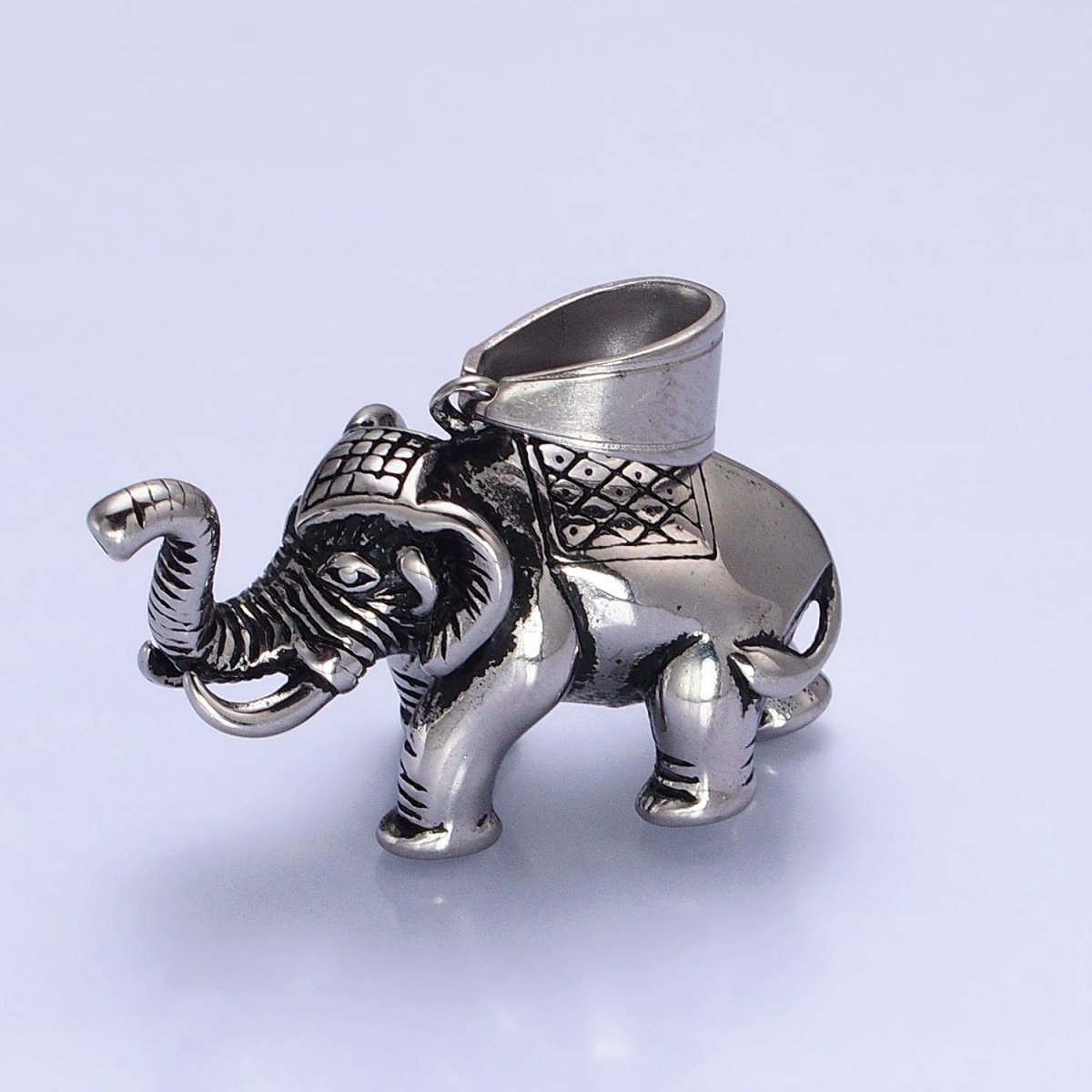 Stainless Steel Textured Circus Elephant Pendant in Gold &amp; Silver | P-1110