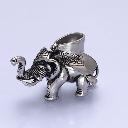 Stainless Steel Textured Circus Elephant Pendant in Gold &amp; Silver | P-1110