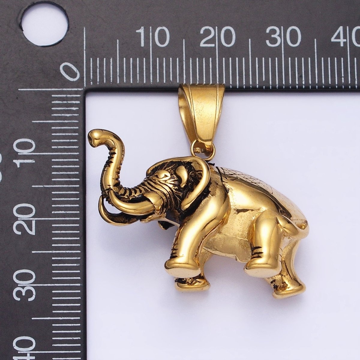 Stainless Steel Textured Circus Elephant Pendant in Gold &amp; Silver | P-1110