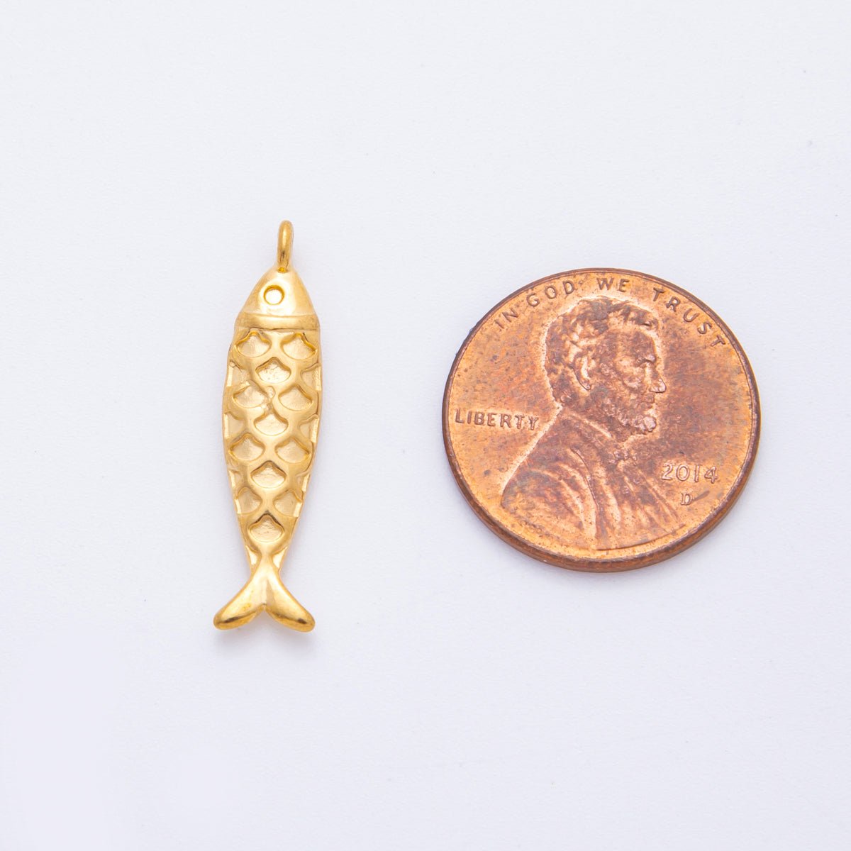 Stainless Steel Textured Fish Multidimensional 3D Pendant Charm | J587