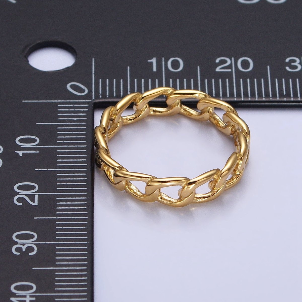 Stainless Steel Thin Curb Chain Link Ring in Gold &amp; Silver | O-1673~O-1680