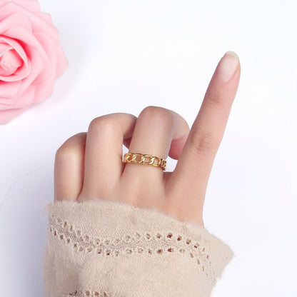 Stainless Steel Thin Curb Chain Link Ring in Gold &amp; Silver | O-1673~O-1680