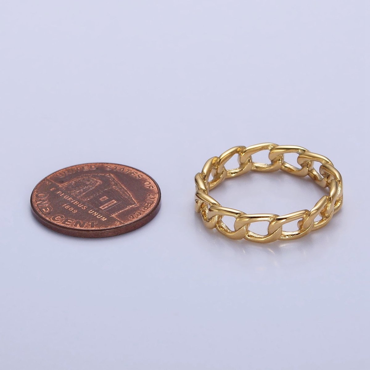 Stainless Steel Thin Curb Chain Link Ring in Gold &amp; Silver | O-1673~O-1680